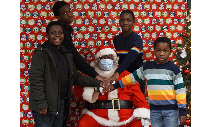 Breakfast with Santa 12-17-2022 Four boys with Santa for web
