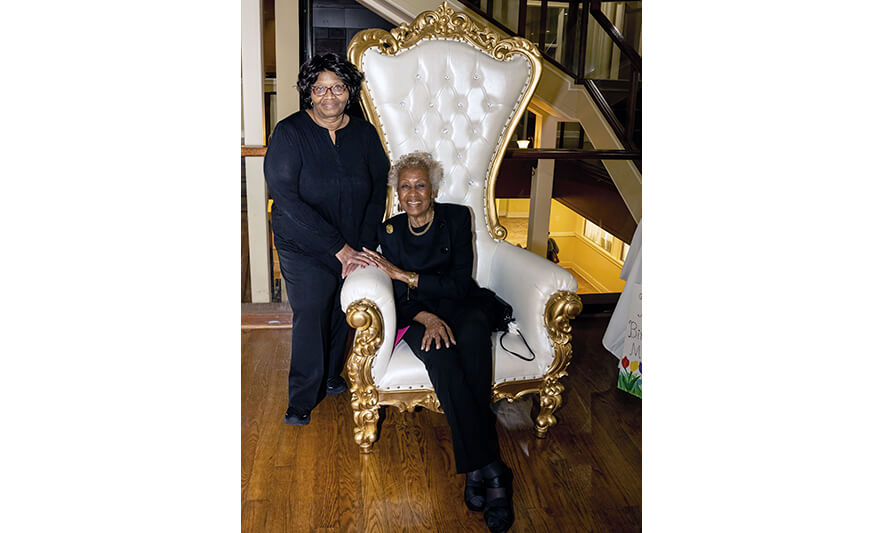 Madge Wilson 89th Birthday 4-12-2022 Denise McCoy and Madge Wilson for web