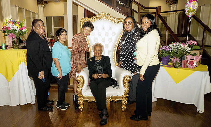 Madge Wilson 89th Birthday 4-12-2022 Extended Care group with Madge Wilson for web